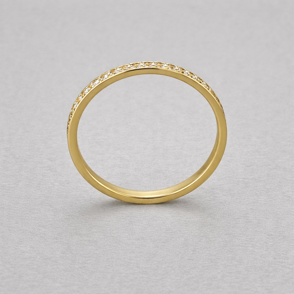 9ct Yellow Gold LAB Grown Diamond Pave Straight Band Size M