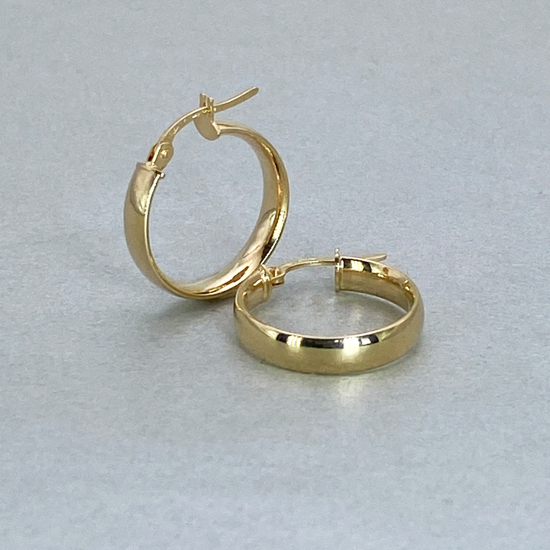 9ct Yellow Gold Hollow Italian 20mm Internal Diameter Half Tube Hoop Earrings