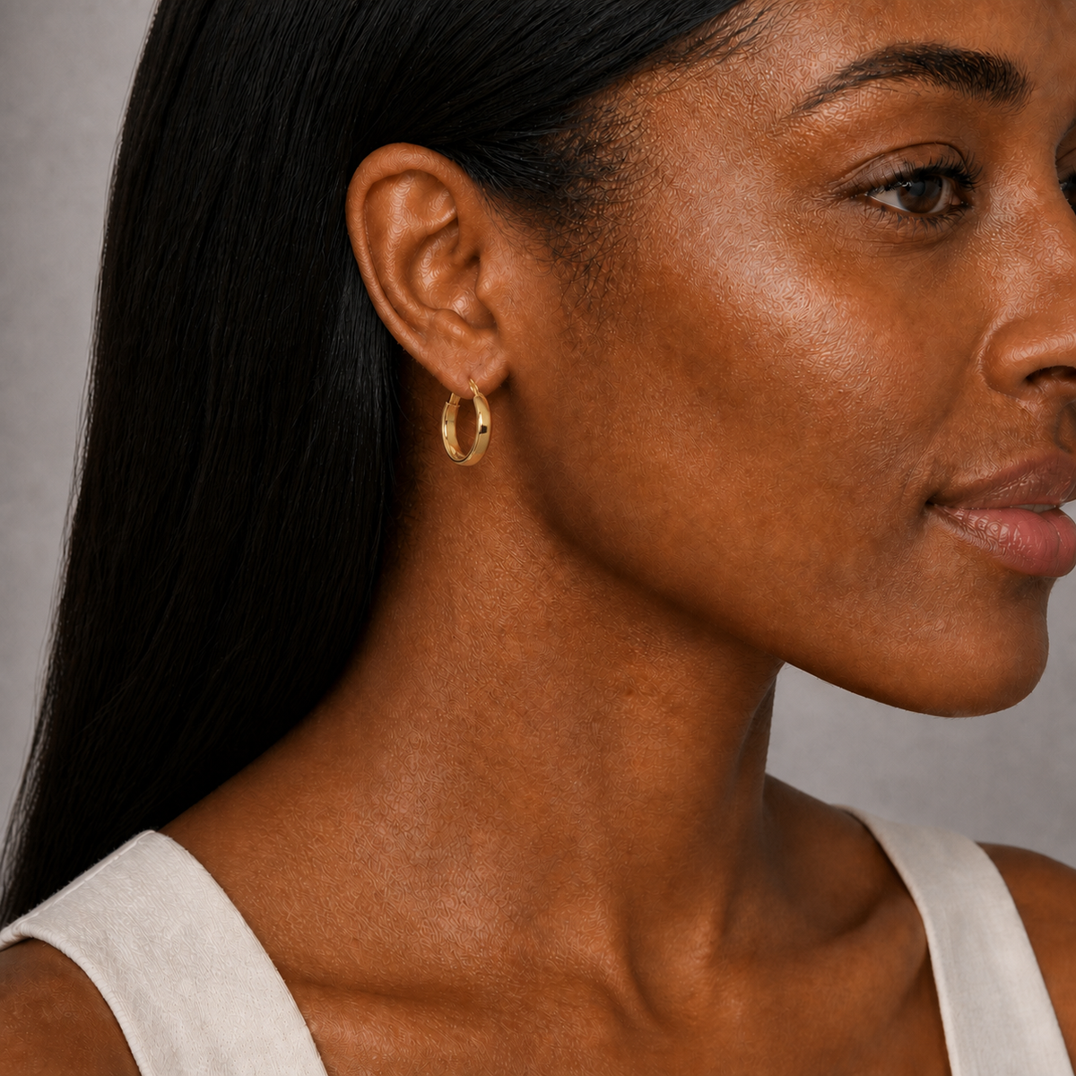 9ct Yellow Gold Hollow Italian 20mm Internal Diameter Half Tube Hoop Earrings