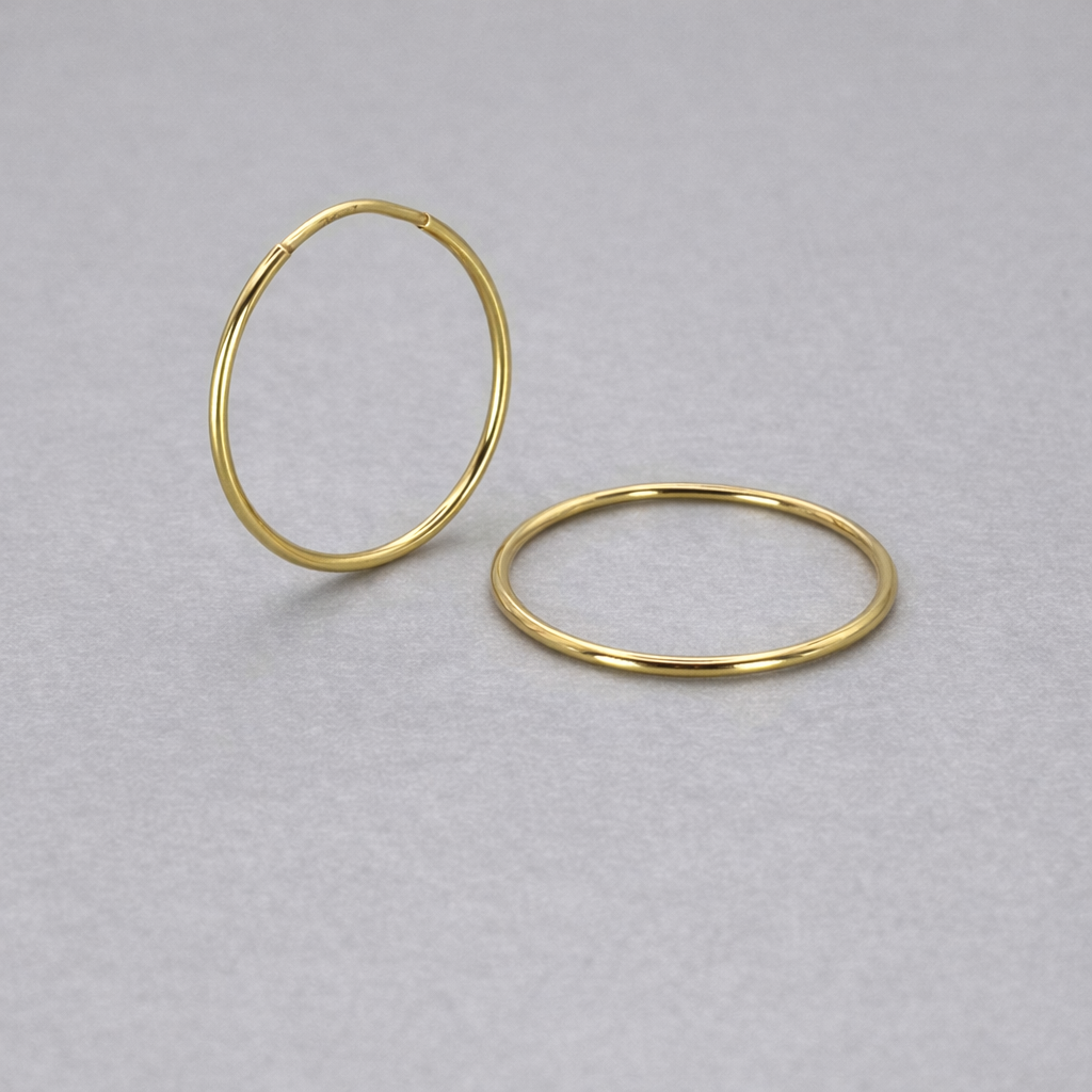 9ct Yellow Gold Hollow Italian 18mm Sleeper Hoop Earrings
