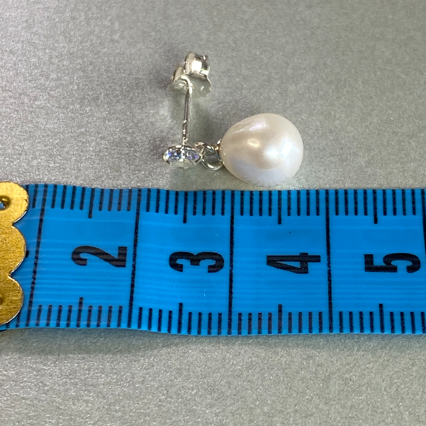 Silver Pearl & Single CZ Drop Earring