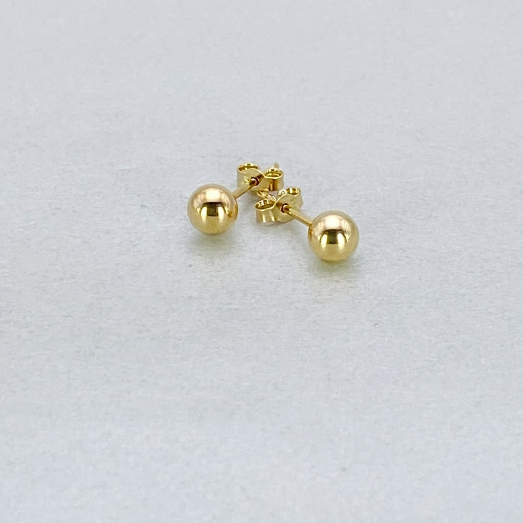 9ct Yellow Gold Hollow Italian 5mm Round Ball Stud Earrings