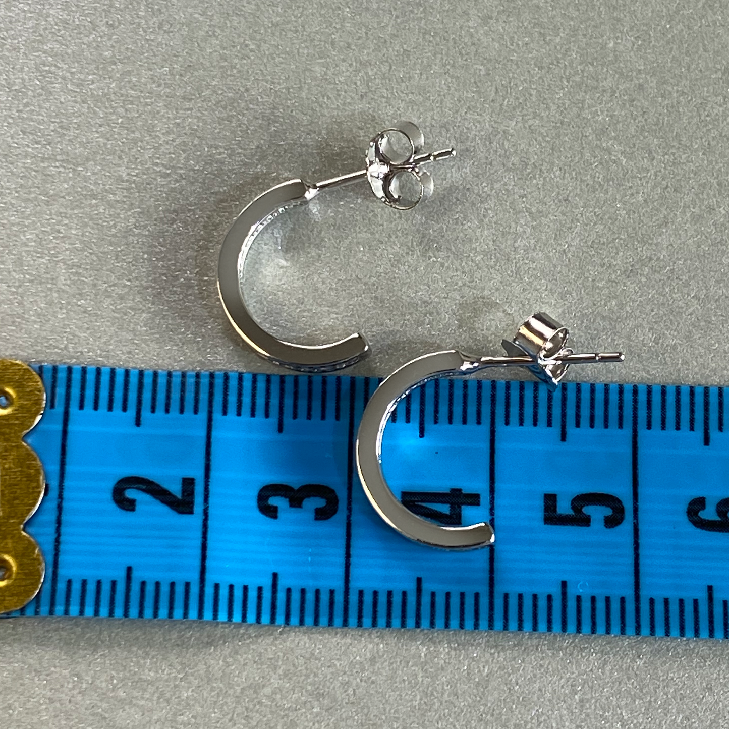 Silver CZ Channel set Small Half Hoop Earring