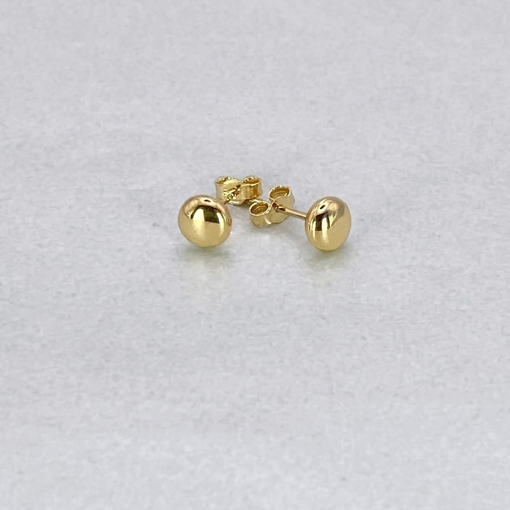 9ct Yellow Gold Hollow Italian 5mm Round Button style Stud Earrings