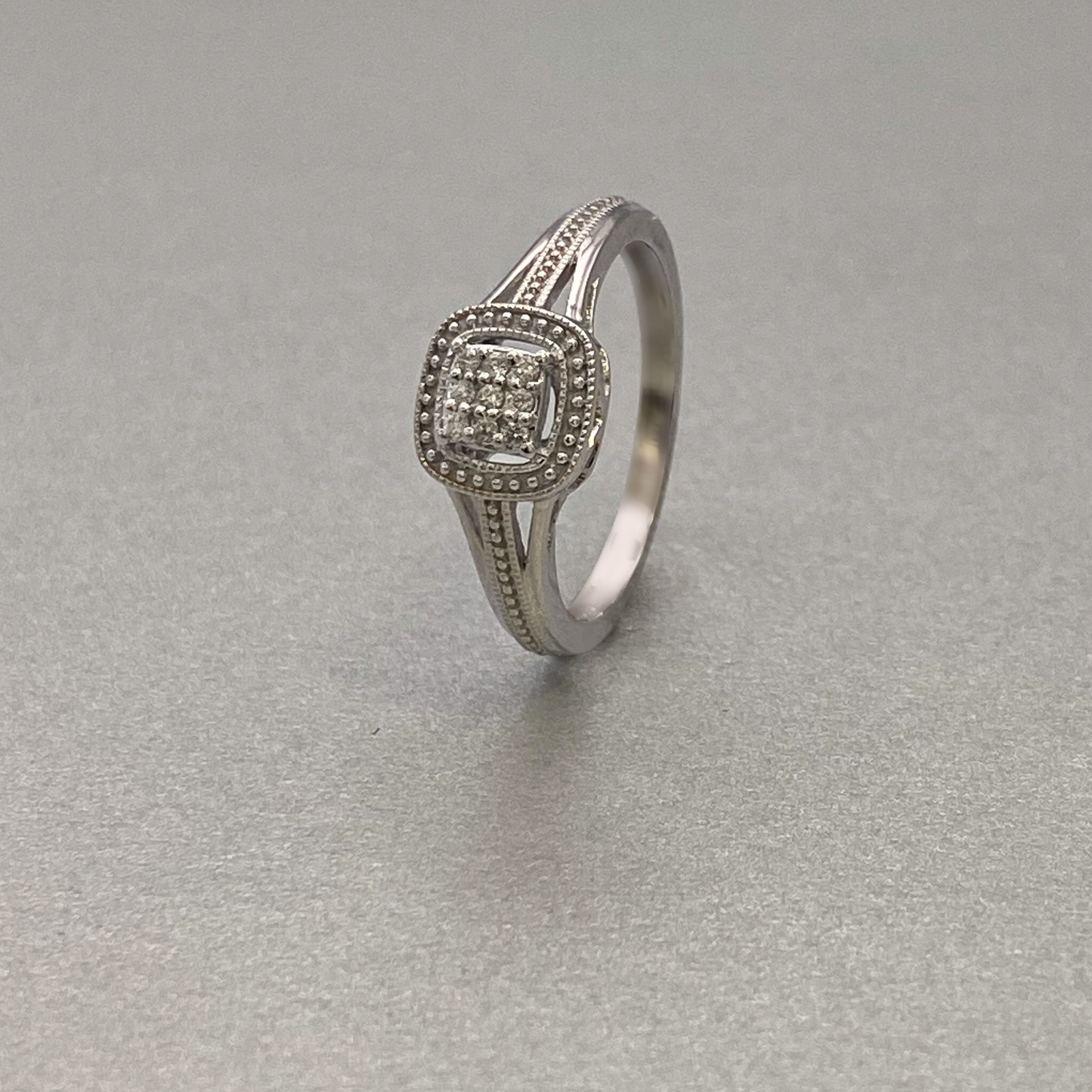 9ct White Gold Square Cluster Ring