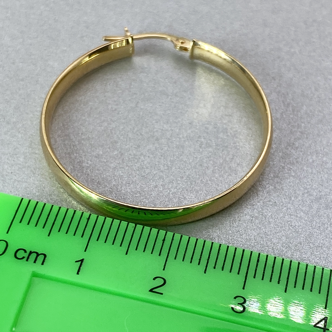 9ct Yellow Gold Hollow Italian 30mm Internal Diameter Half Tube Hoop Earrings