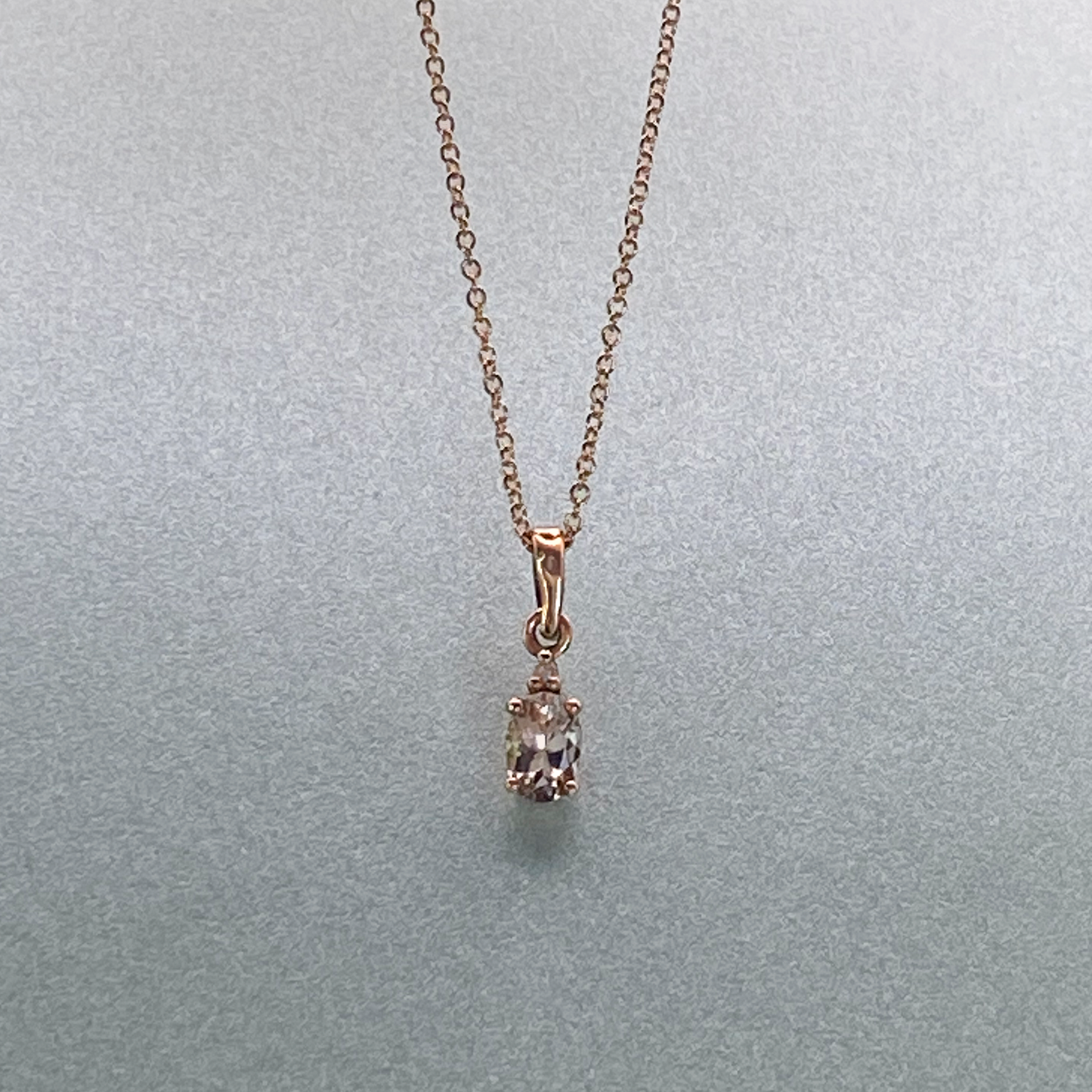 9ct Rose Gold Oval Morganite & Diamond Pendant