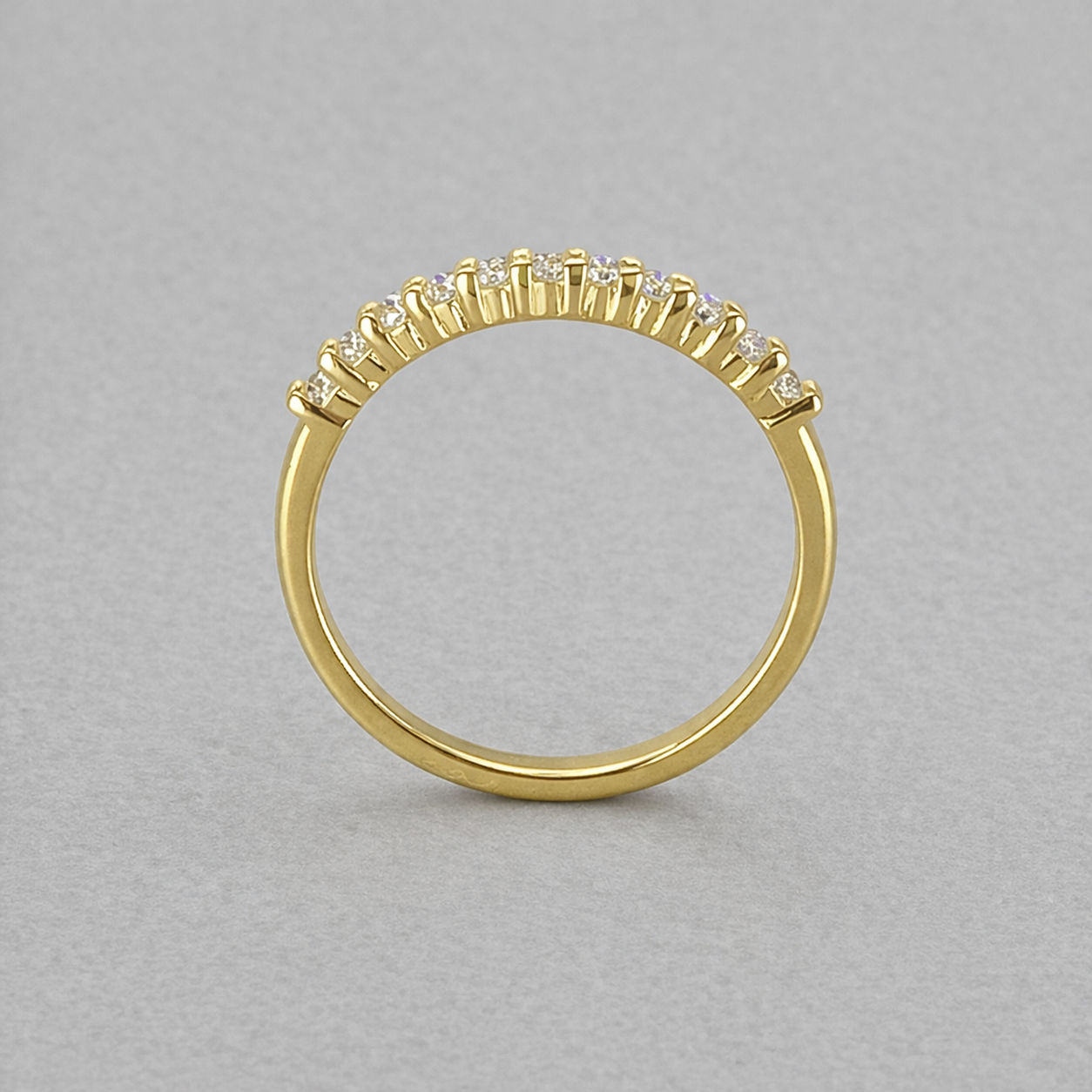 9ct Yellow Gold Cubic Zirconia Claw Set Side Band - 1.5mm wide Size K