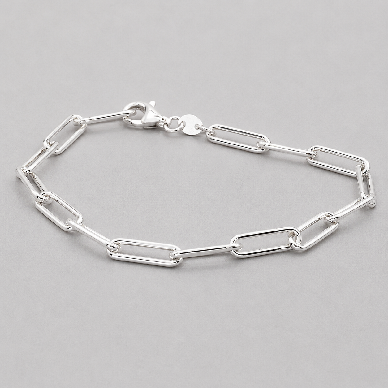 Silver Italian 19cm Anchor Rolund Paperclip Bracelet