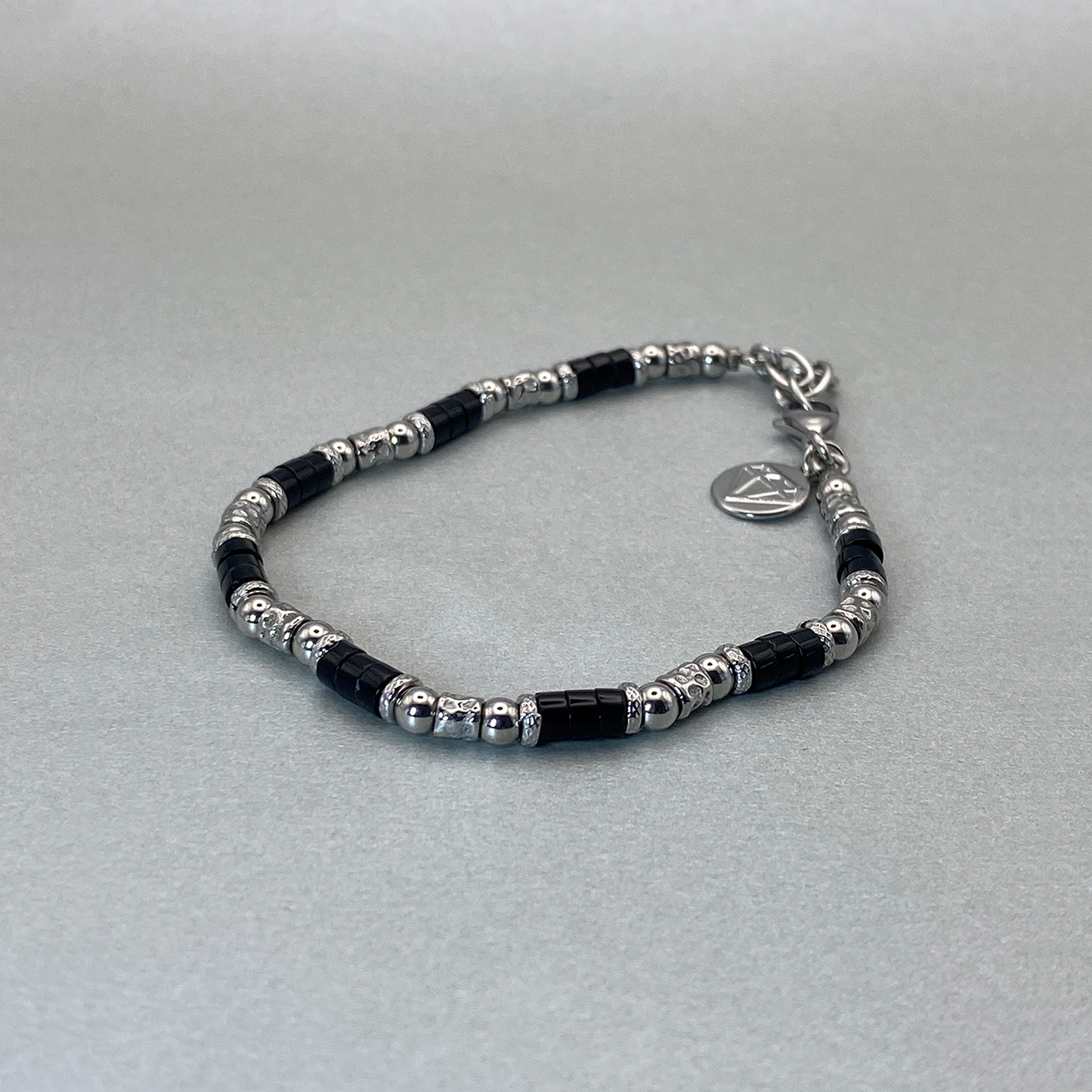 Stainless Steel Onyx Bead Bracelet