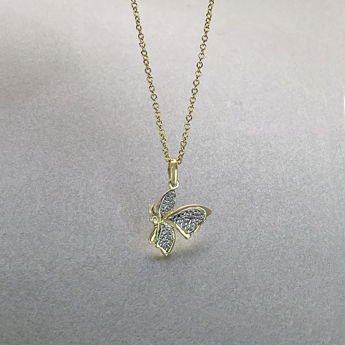 9ct Yellow Gold Diamond Butterfly Pendant
