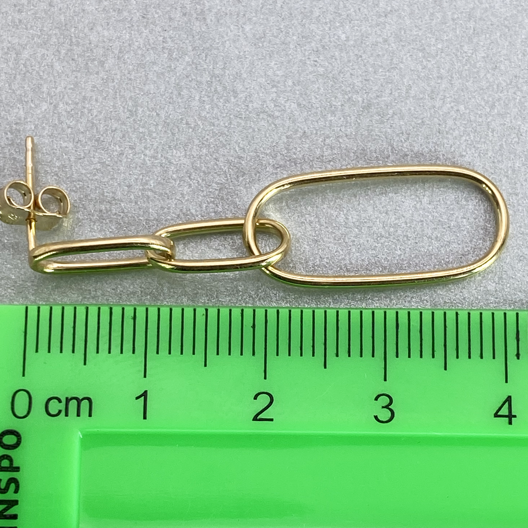 9ct Yellow Gold Hollow Italian Paperclip Drop style Earrings