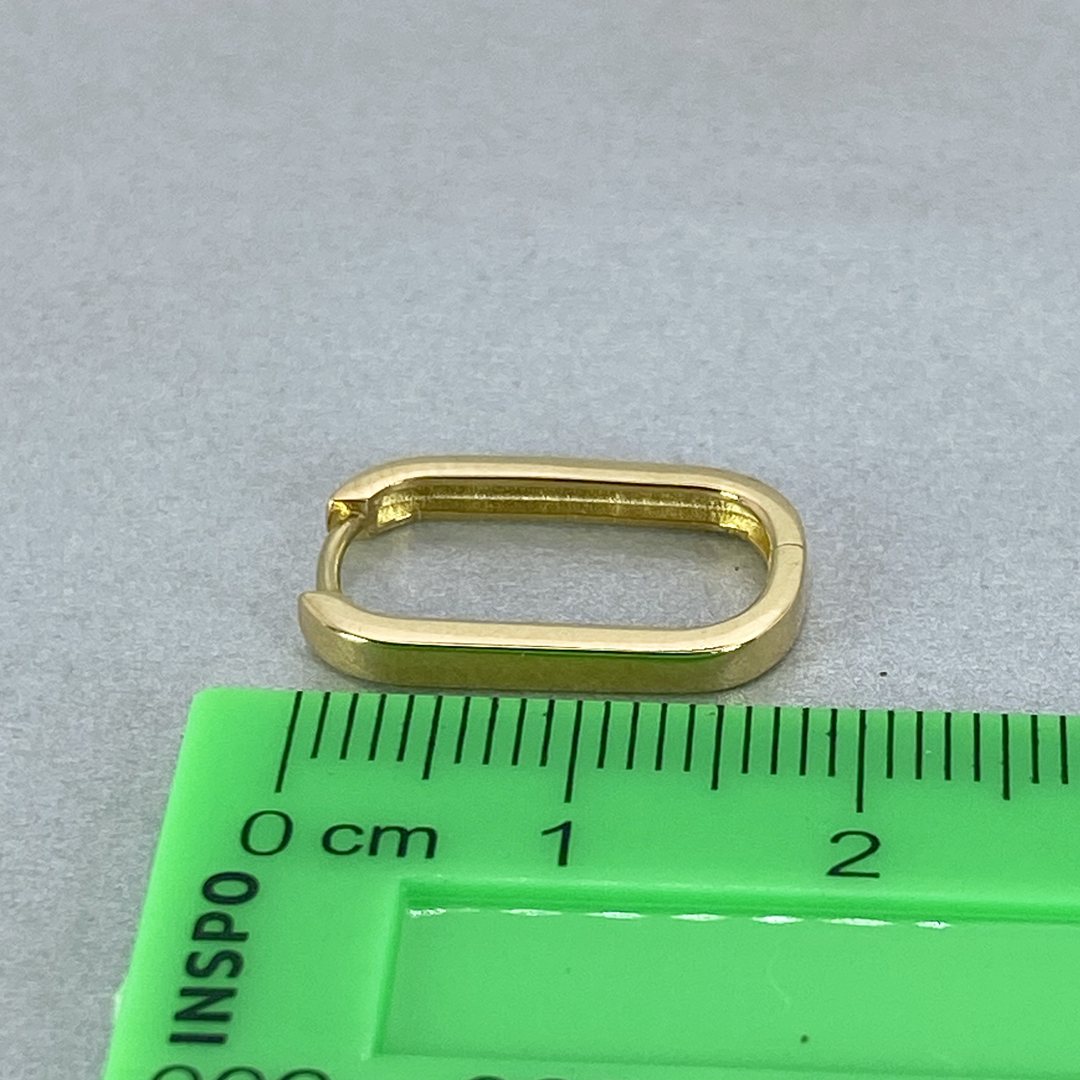 9ct Yellow Gold Hollow Italian Rounded Rectangular Squared edge Huggie style Earrings