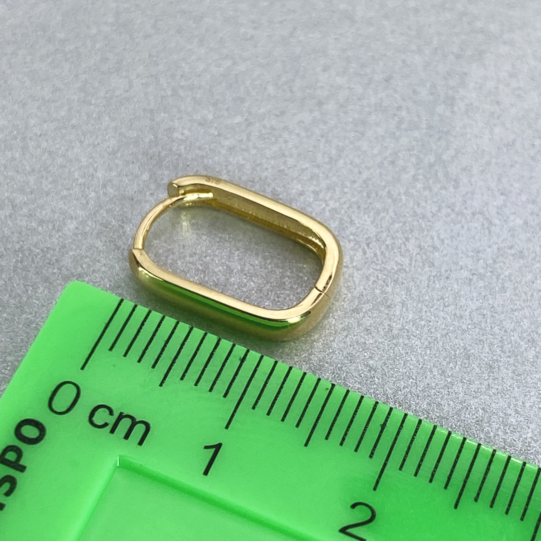 9ct Yellow Gold Hollow Italian Rounded Rectangular Squared edge Huggie style Earrings