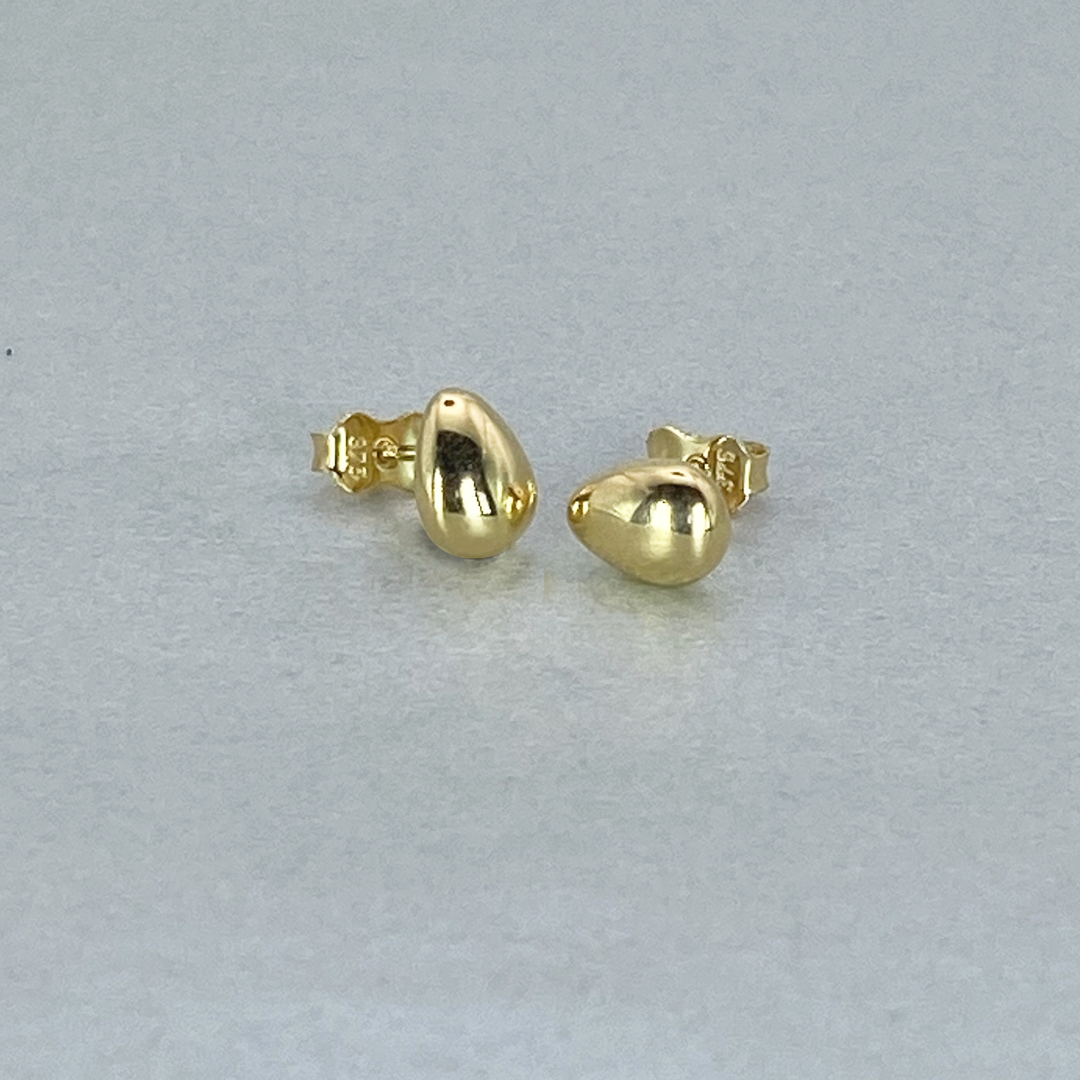 9ct Yellow Gold Hollow Italian Tear Drop shape Stud Earrings