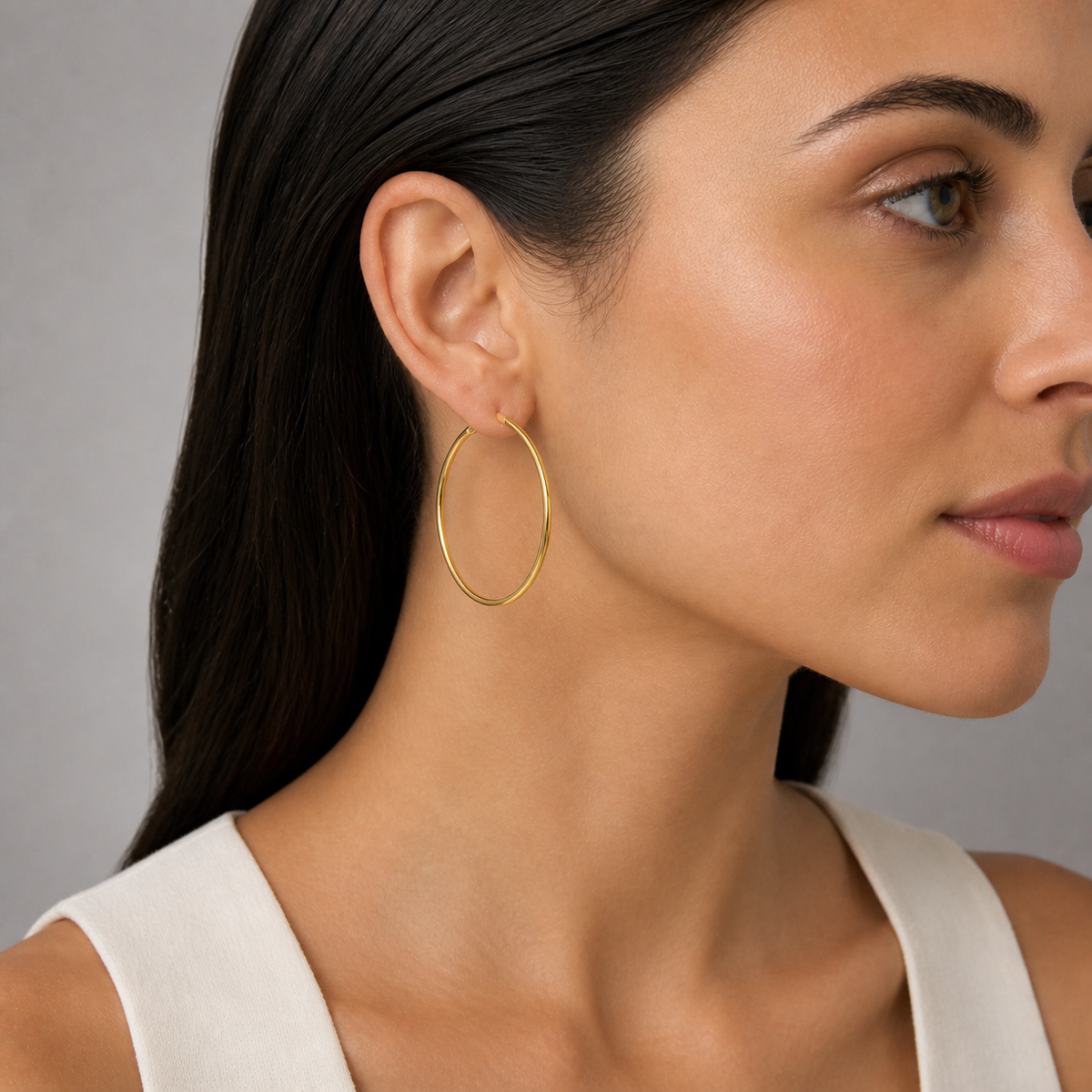 9ct Yellow Gold Hollow Italian 21mm Sleeper Hoop Earrings