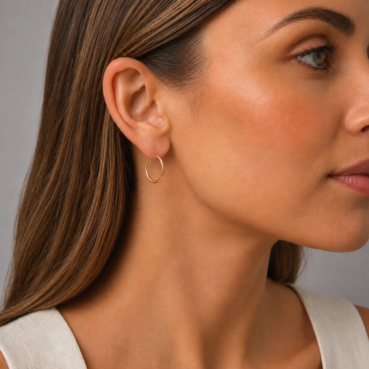 9ct Yellow Gold Hollow Italian 18mm Sleeper Hoop Earrings