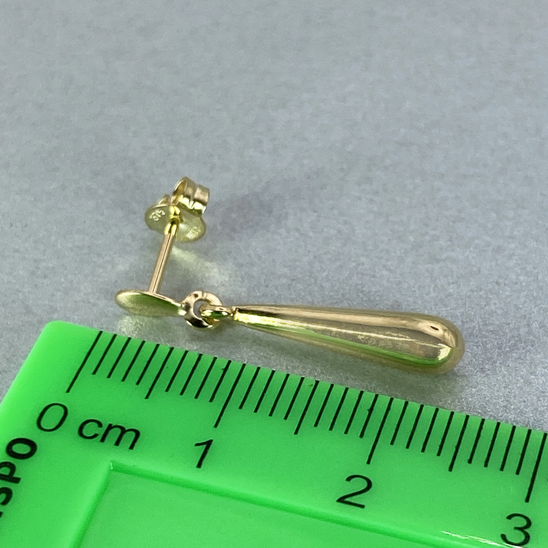 9ct Yellow Gold Hollow Italian Teardrop Drop Earrings