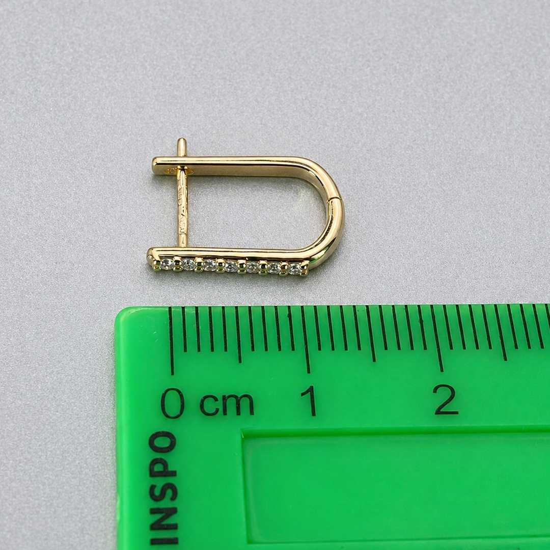 9ct Yellow Gold Italian U-shaped Diamond Earrings