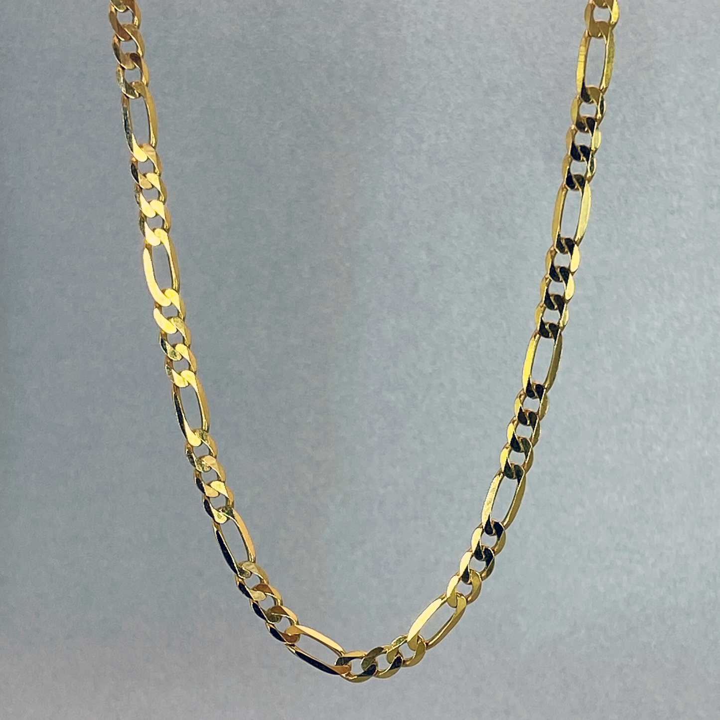 9ct Yellow Gold 60cm Figaro 3+1 Bevelled Edge Chain