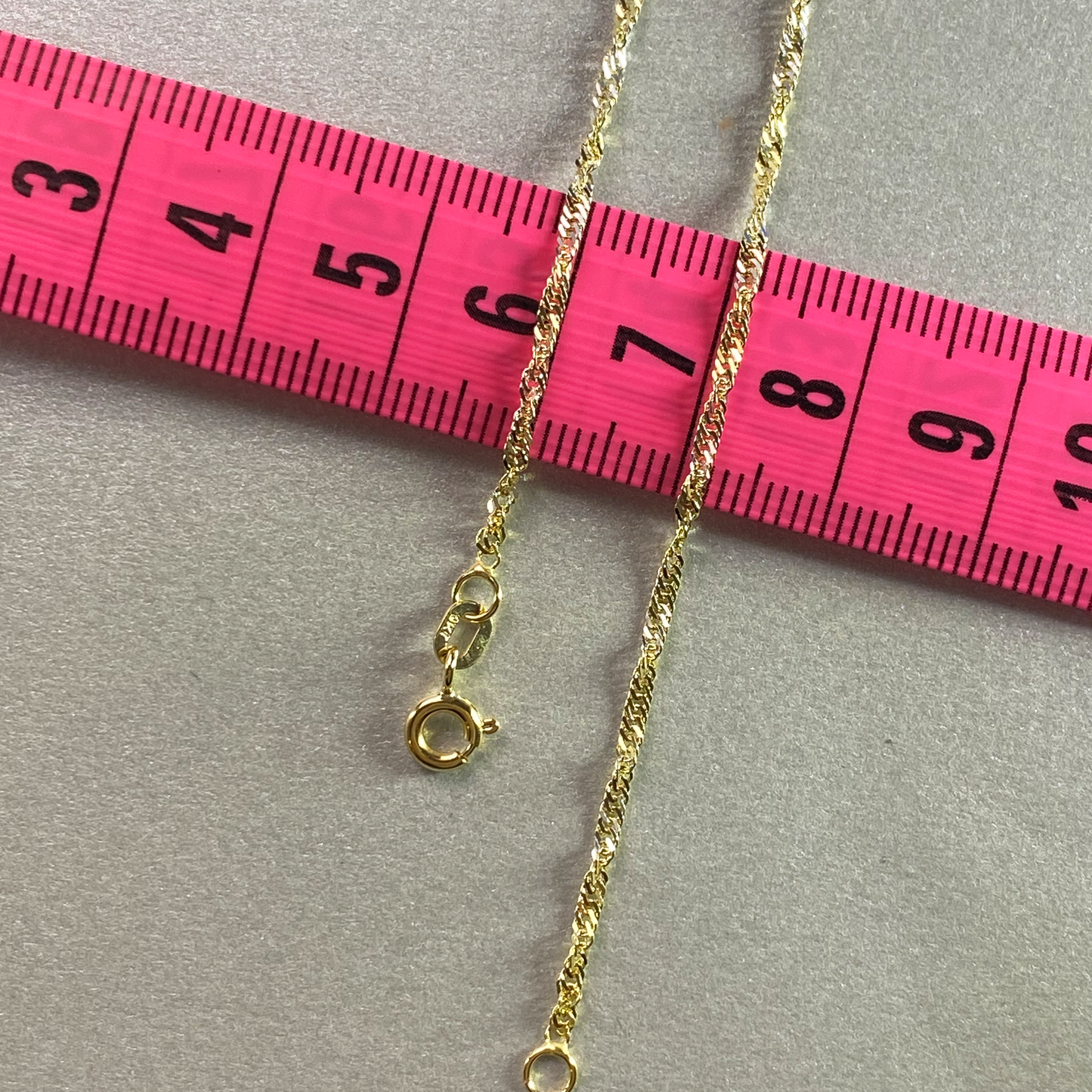 9ct Gold Two Tone Yellow and White 50cm Singapore Chain
