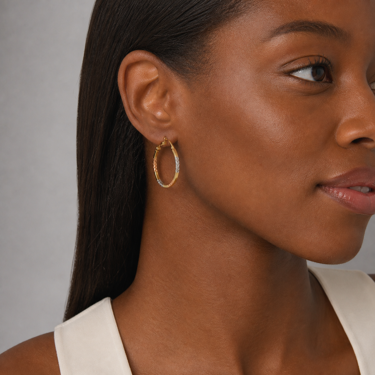 9ct TriColour Hoop Earrings