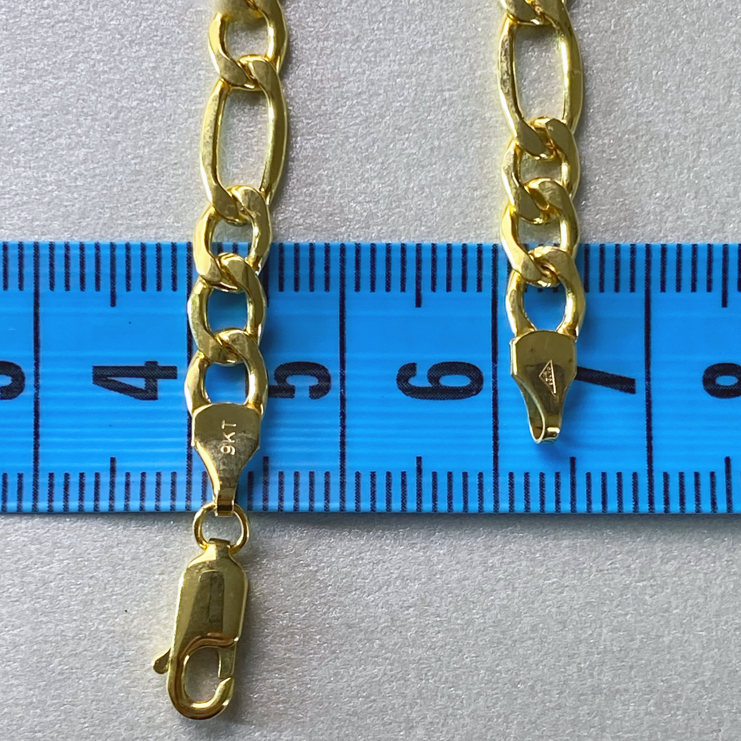 9ct Yellow Gold Air Solid 60cm Figaro3+1 link Chain