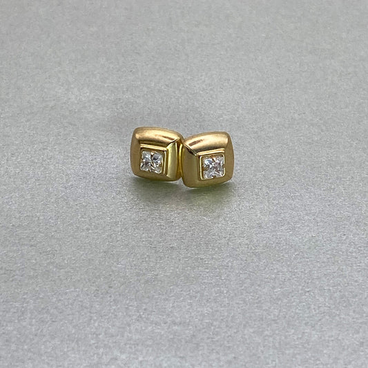9ct Yellow Gold Fancy Square CZ Stud