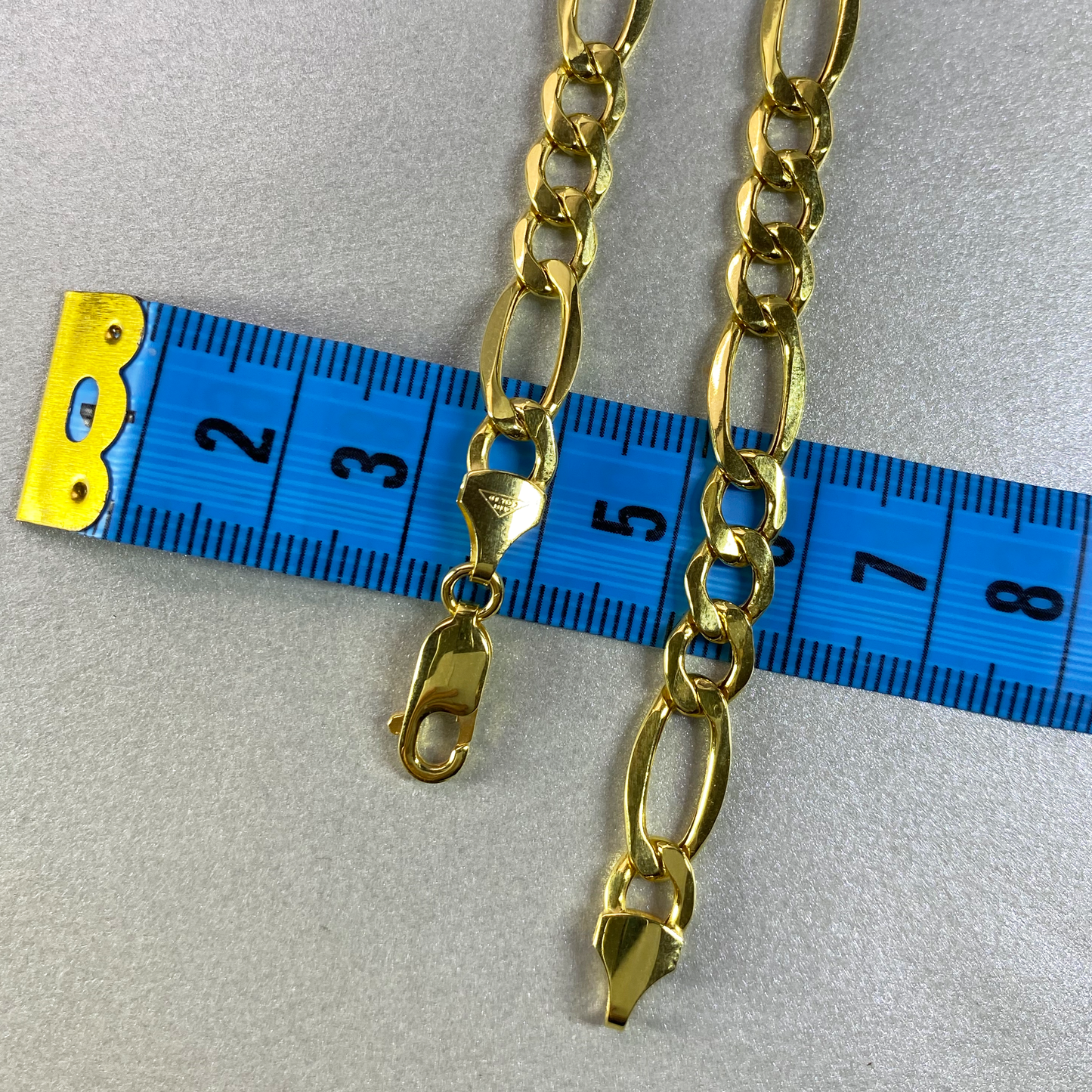 9ct Yellow Gold 55cm Air Solid 3+1 Figaro Chain