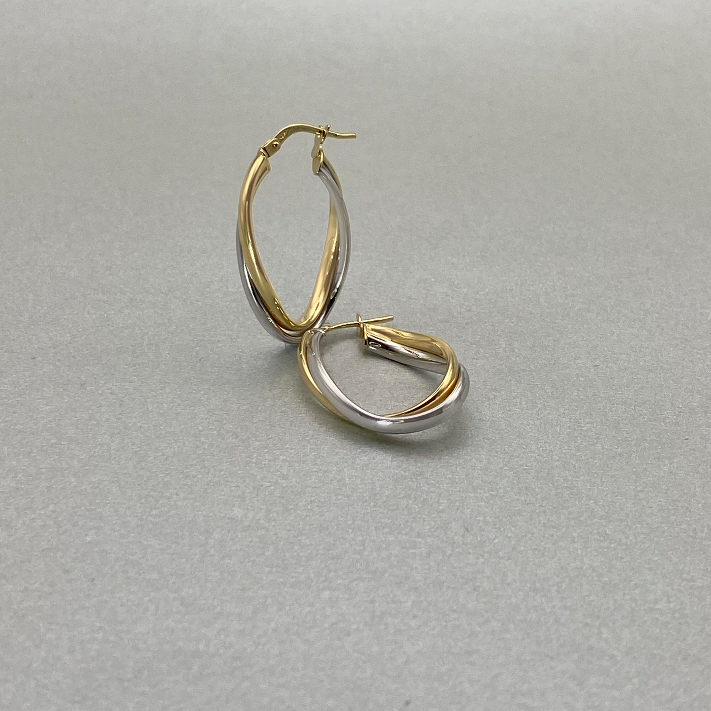 9ct Gold & White Gold Two Tone Double Hoop 24mm