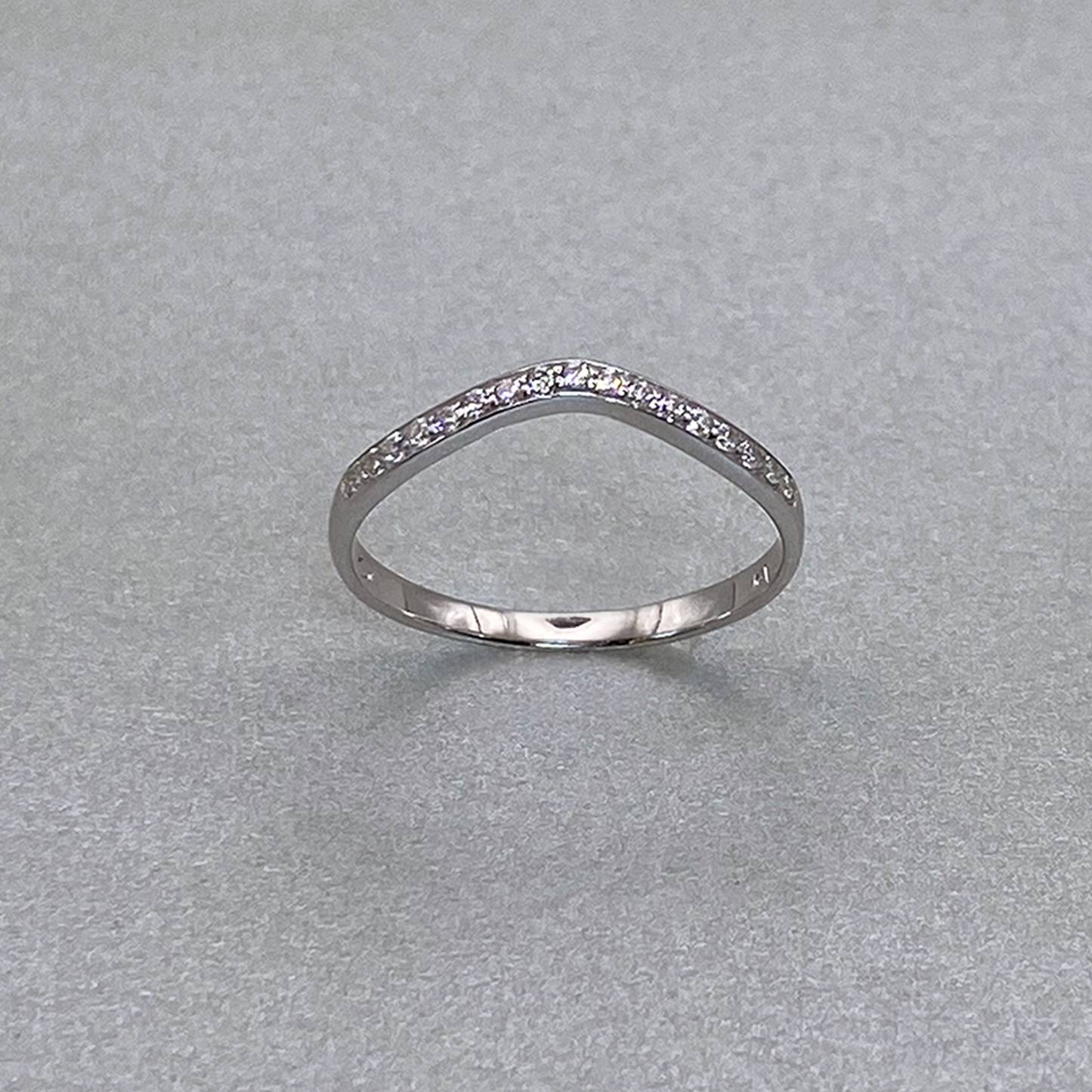 9ct White Gold Cubic Zirconia Pave Curved Band