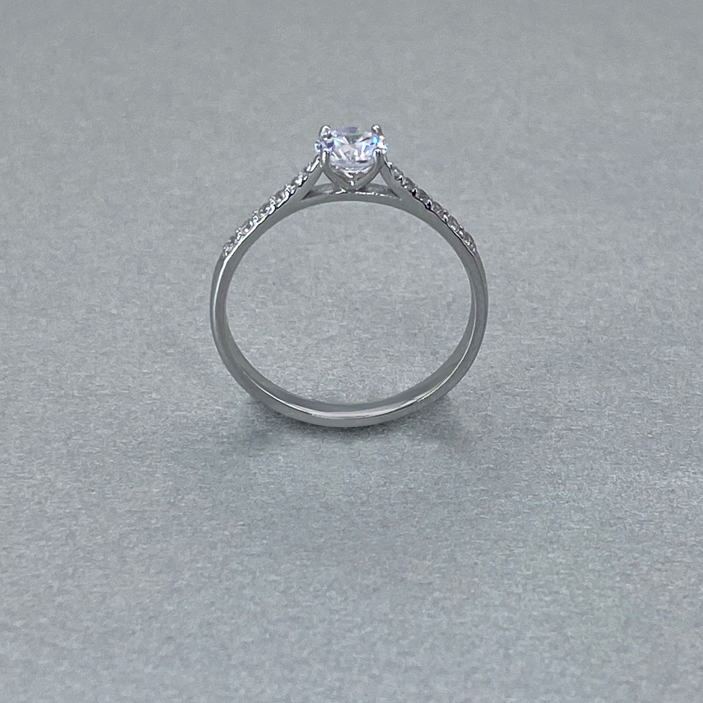 9ct White Gold CZ Solitaire & Pavѐ Shoulders Ring (0.50)