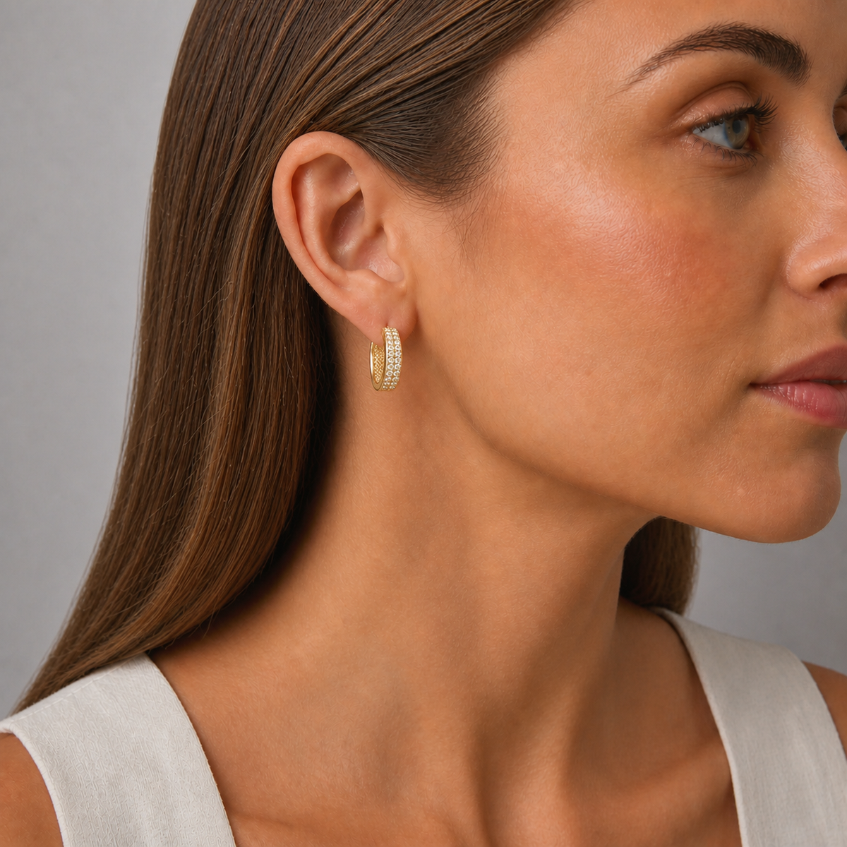 9ct Yellow Gold CZ Huggie Earrings