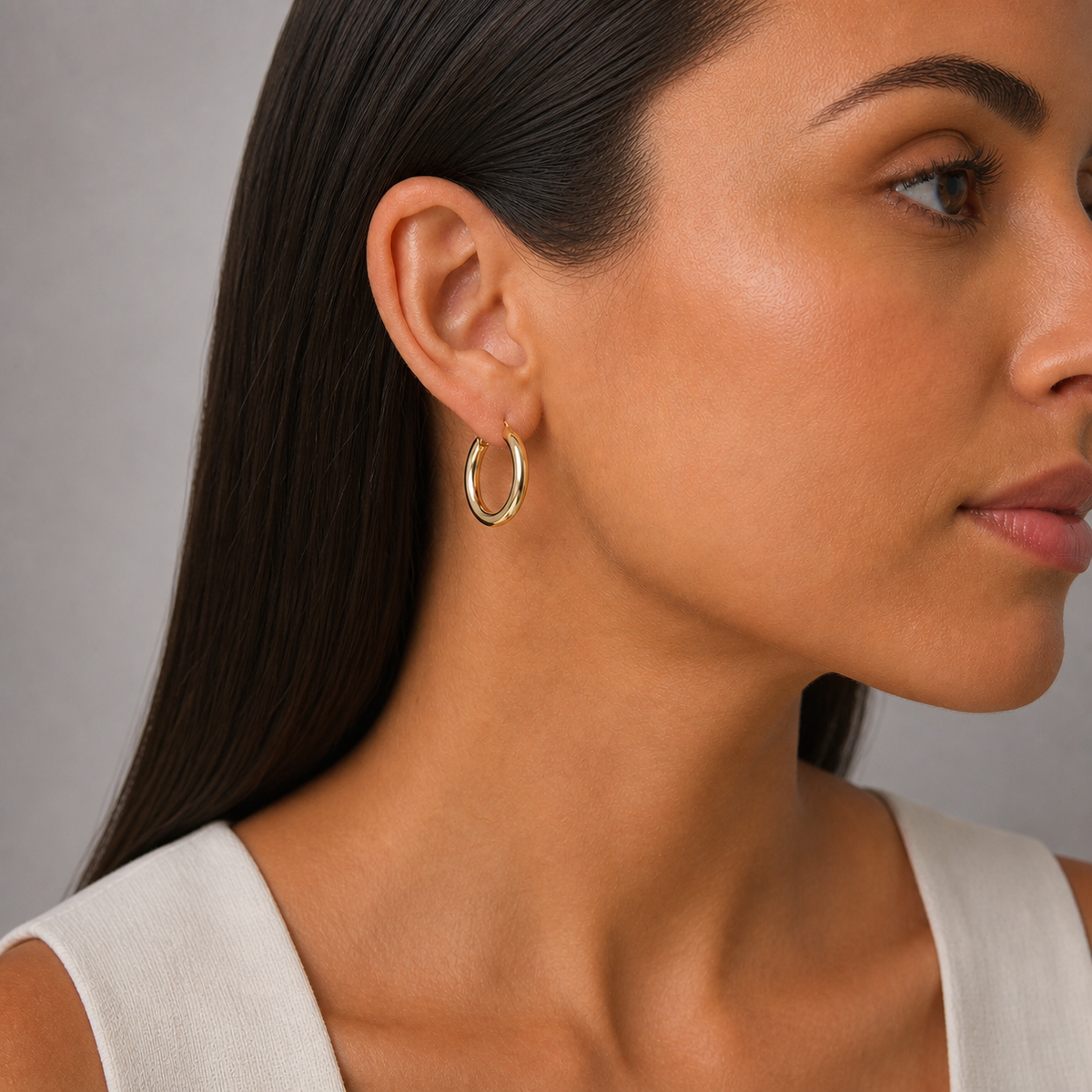 9ct Yellow Gold Round 15mm Hoop Earrings