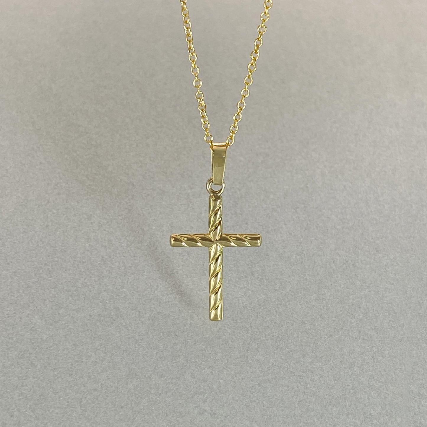 9ct Yellow Gold Small Twisted Cross Pendant with Flat Backing