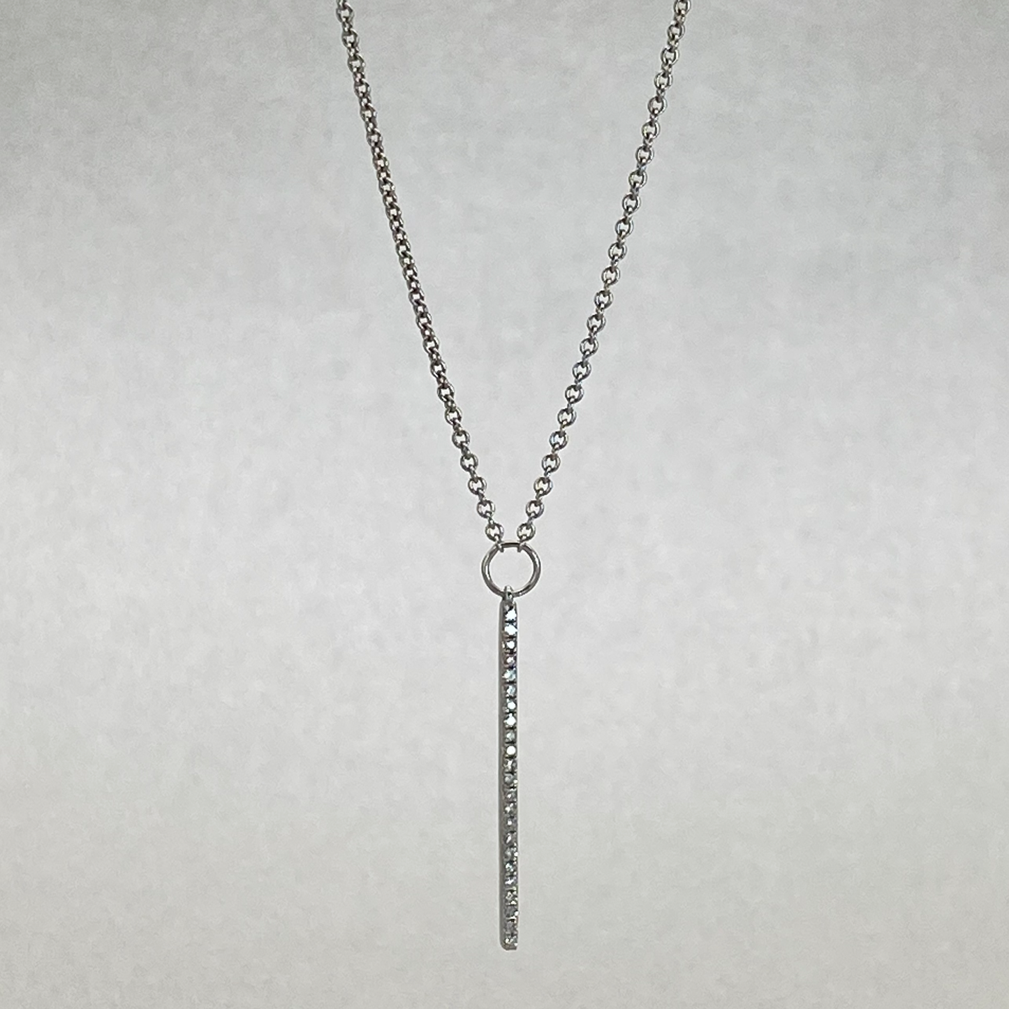9ct White Gold 45cm Diamond Vertical Bar Necklace