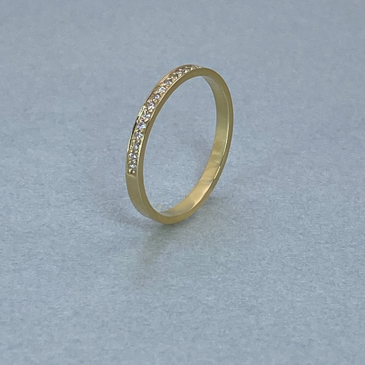 9ct Yellow Gold  Diamond Pave Straight Band