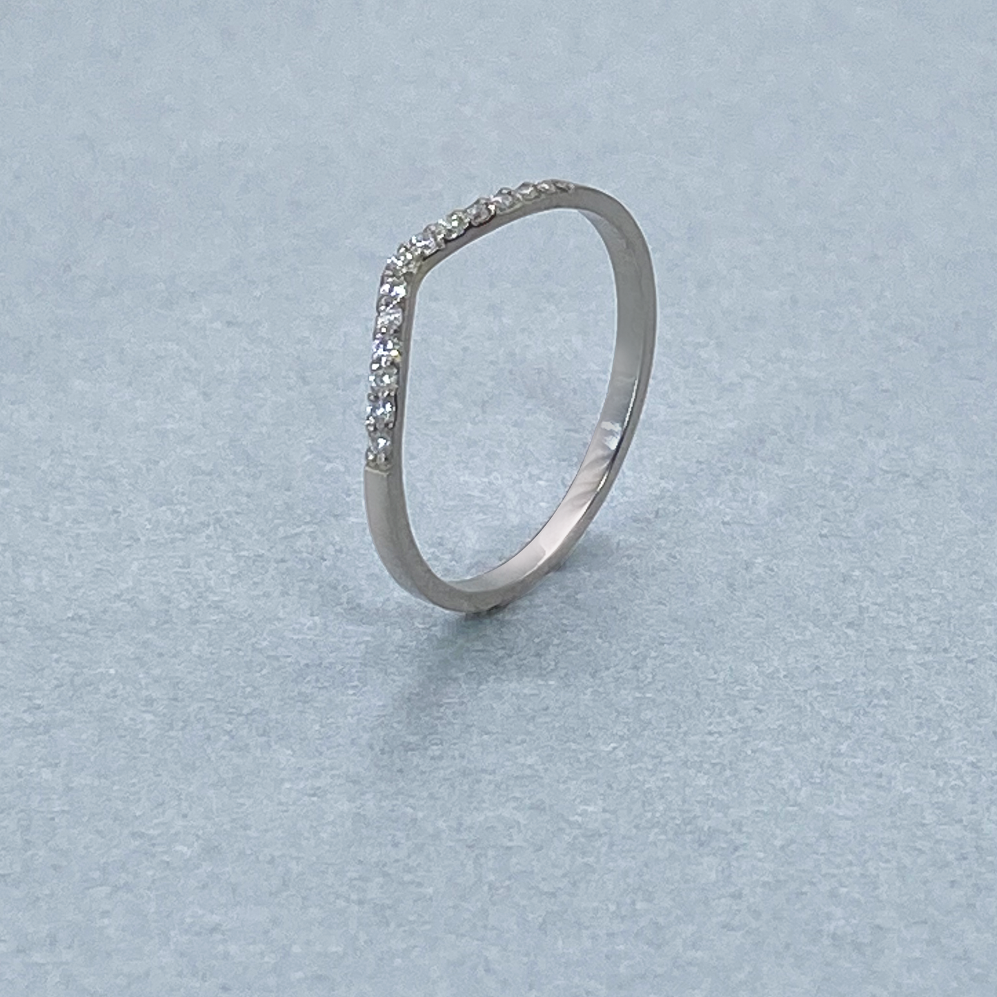 9ct White Gold Diamond Micro Pave Curved Band
