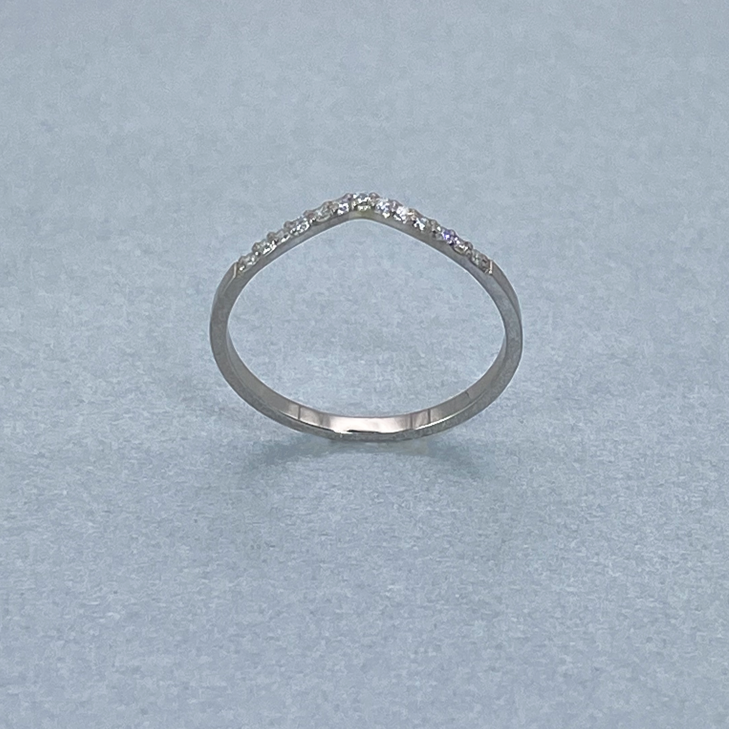9ct White Gold Diamond Micro Pave Curved Band