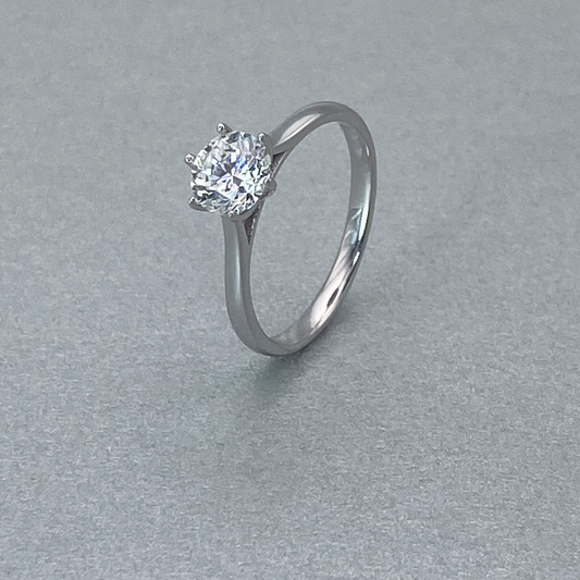 LAB GROWN 18ct White Gold 6 Claw Diamond Solitaire, Total Diamond Weight = 1.00ct