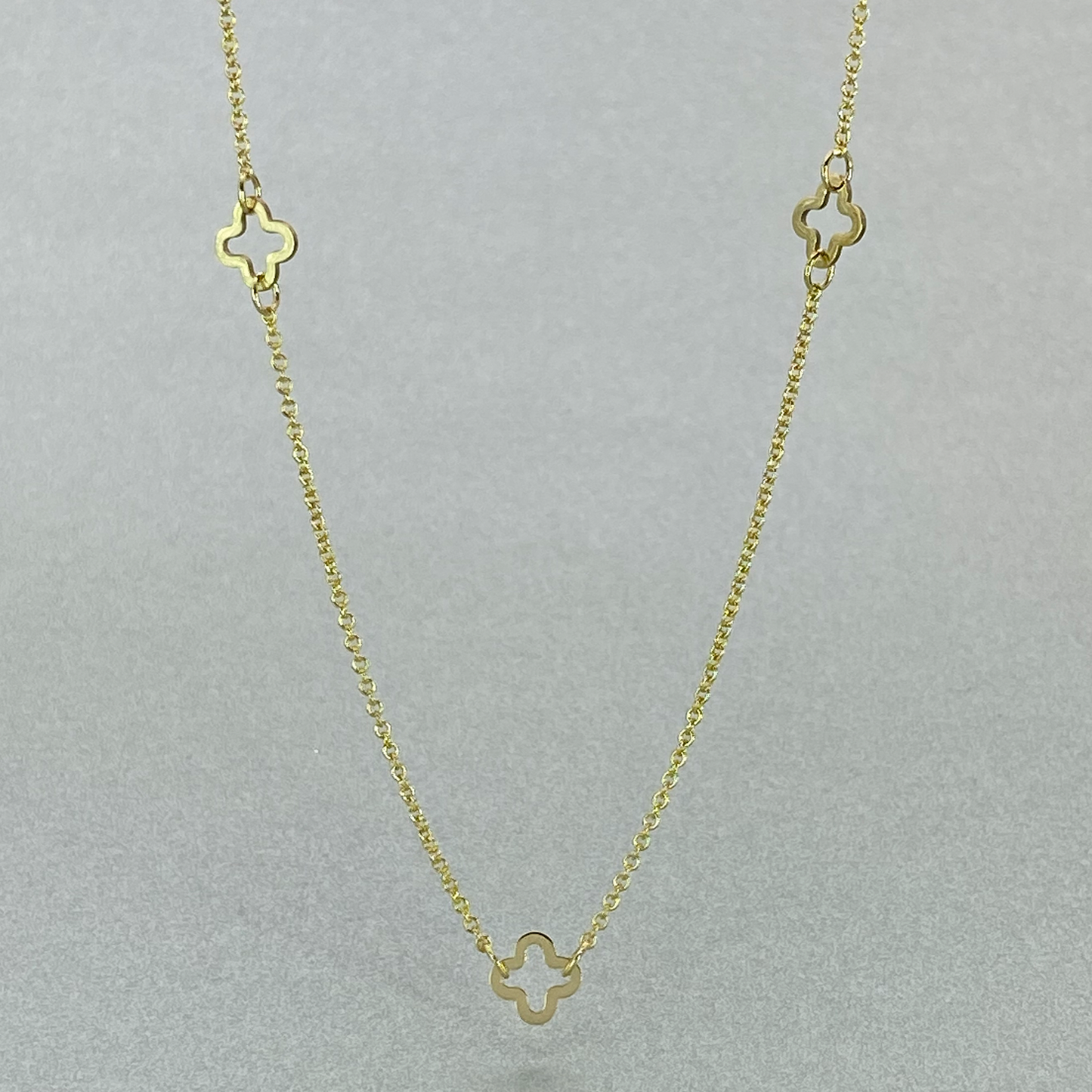 9ct Yellow Gold 43cm 5 Clover Link Necklace
