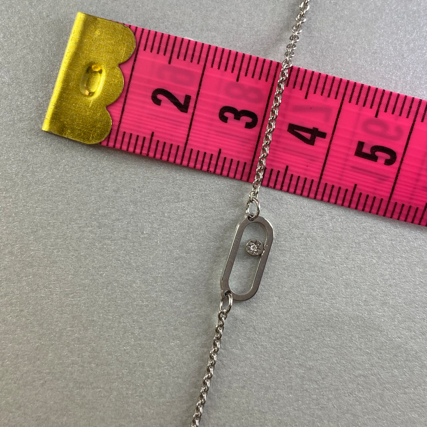 Silver 43cm Diamond in Oval Necklace