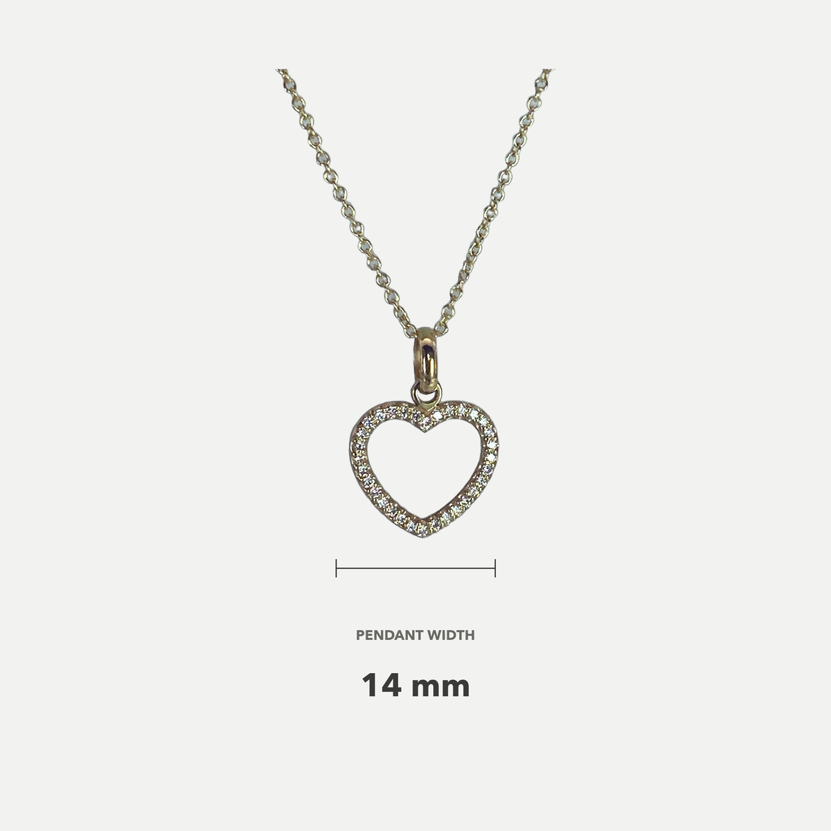LAB GROWN 9ct Yellow Gold Diamond MicroPave Heart Pendant, Total Diamond Weight =0.16ct (Excl Chain)