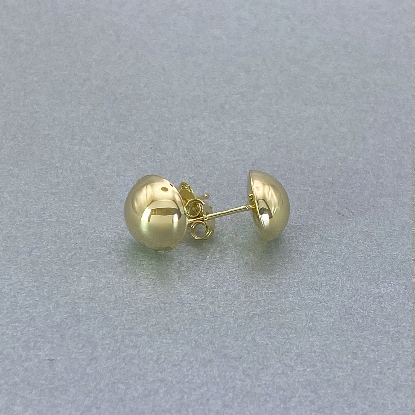 9ct Yellow Gold 10mm Half Ball Flat Back Stud Earrings
