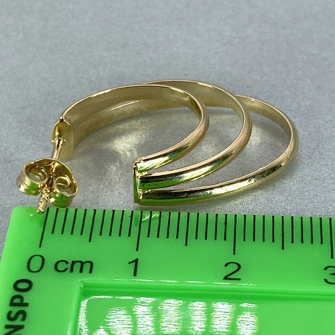 9ct Yellow Gold Hollow Italian Three Half Hoop Fancy Earrings