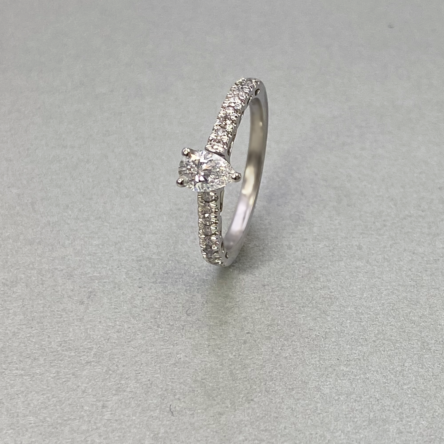 LAB Grown 18ct White Gold Pear Shape Solitaire Ring