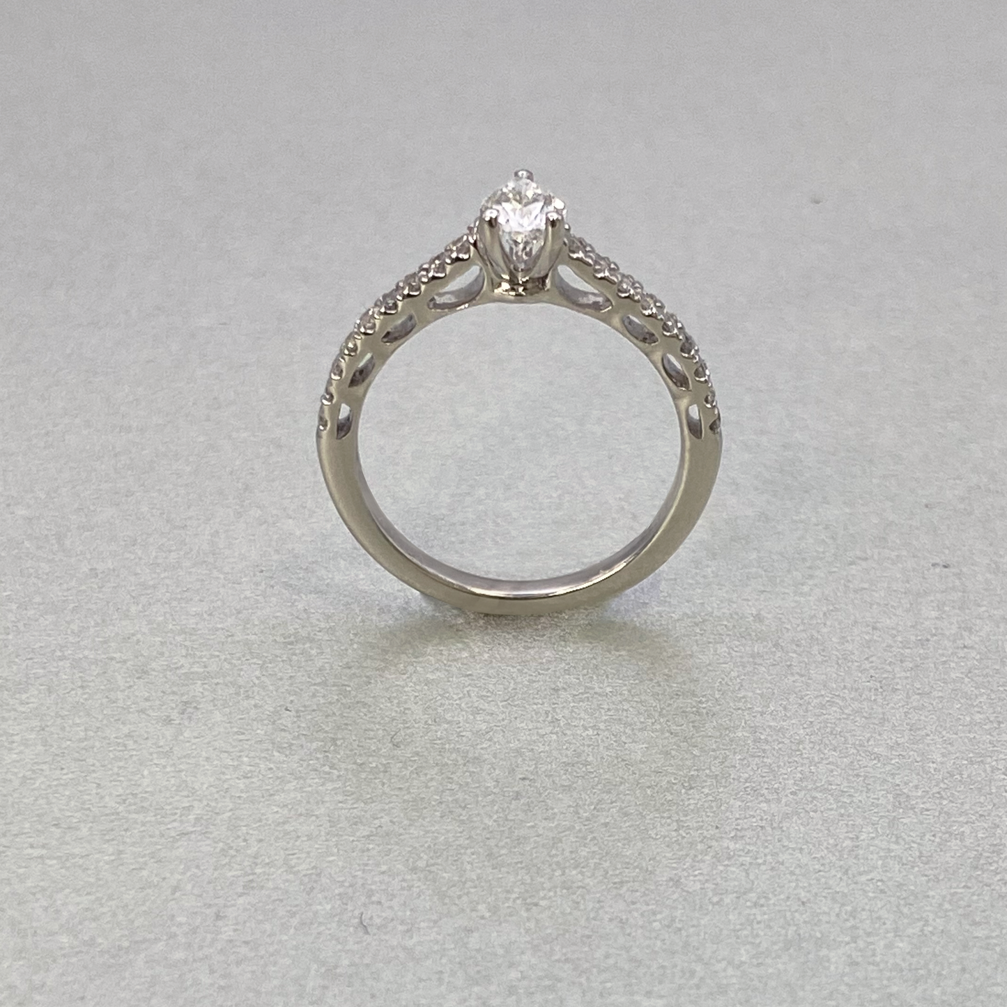 LAB Grown 18ct White Gold Pear Shape Solitaire Ring