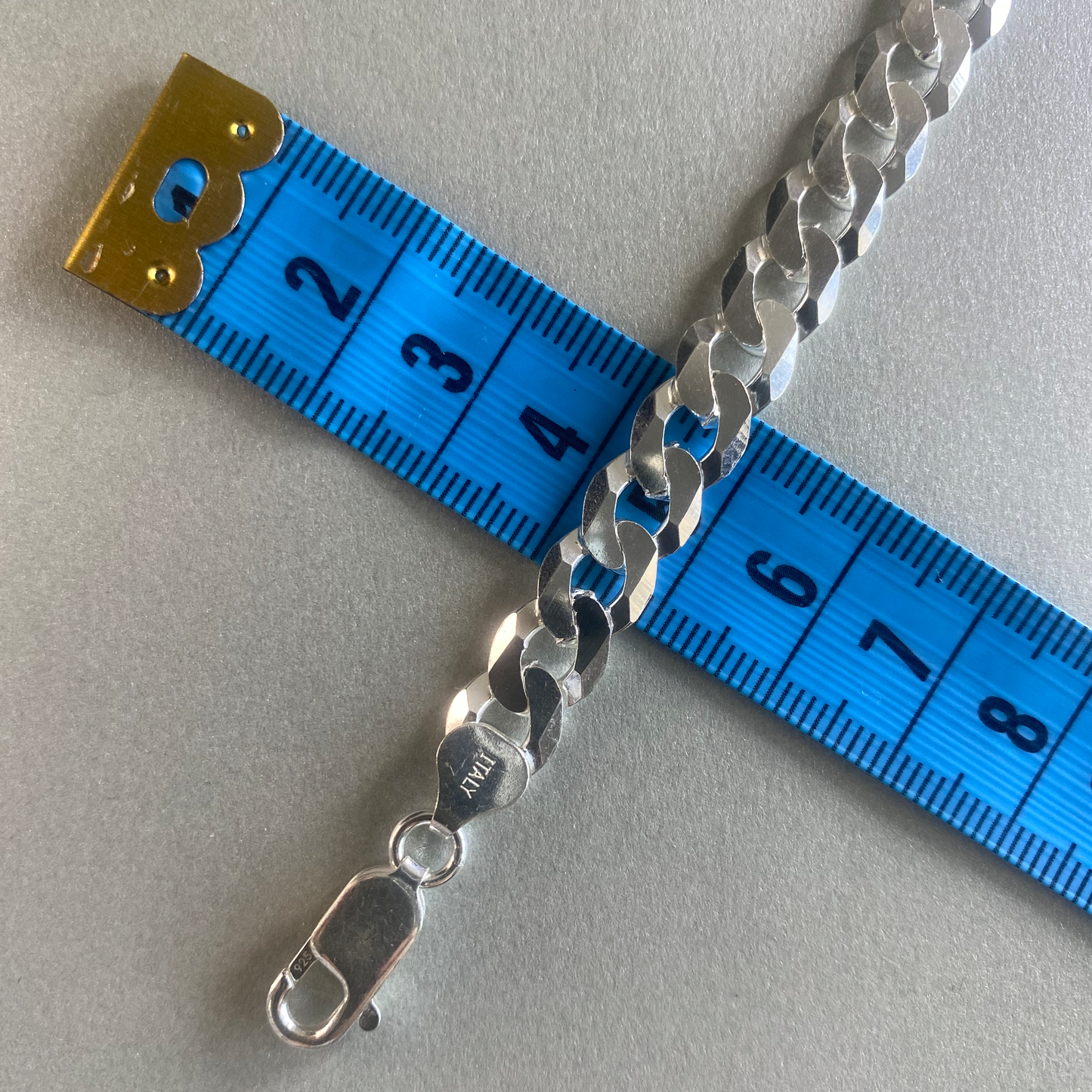 Silver 23cm Curb Link Bracelet 8mm wide