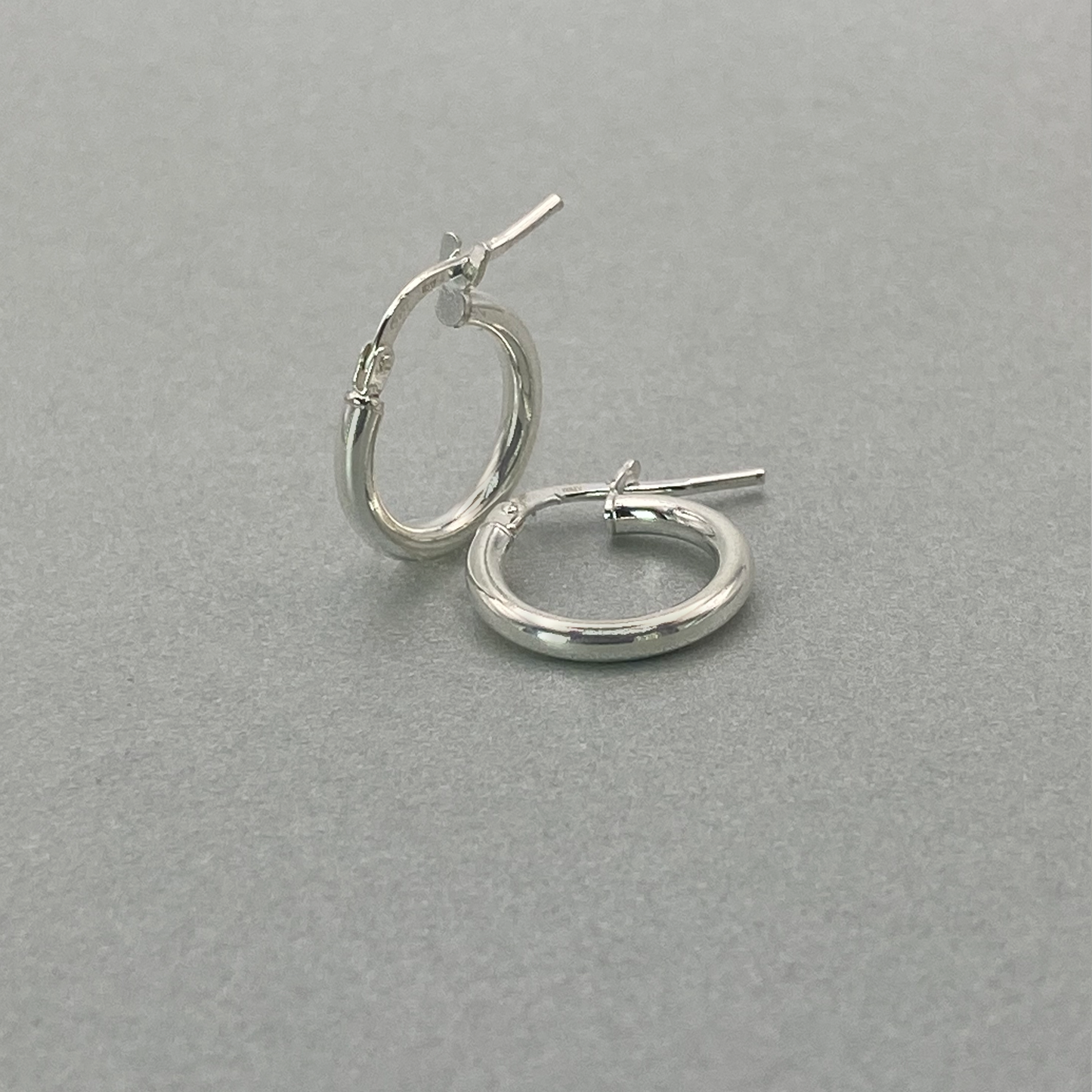 Silver Small Tube Hoop Earring 2mm x 10mm