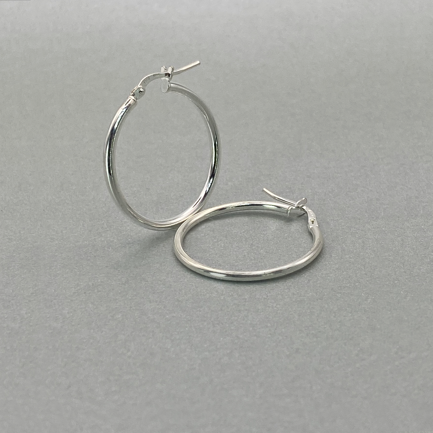 Silver Large Tube Hoop Earring 2mm x 20mm